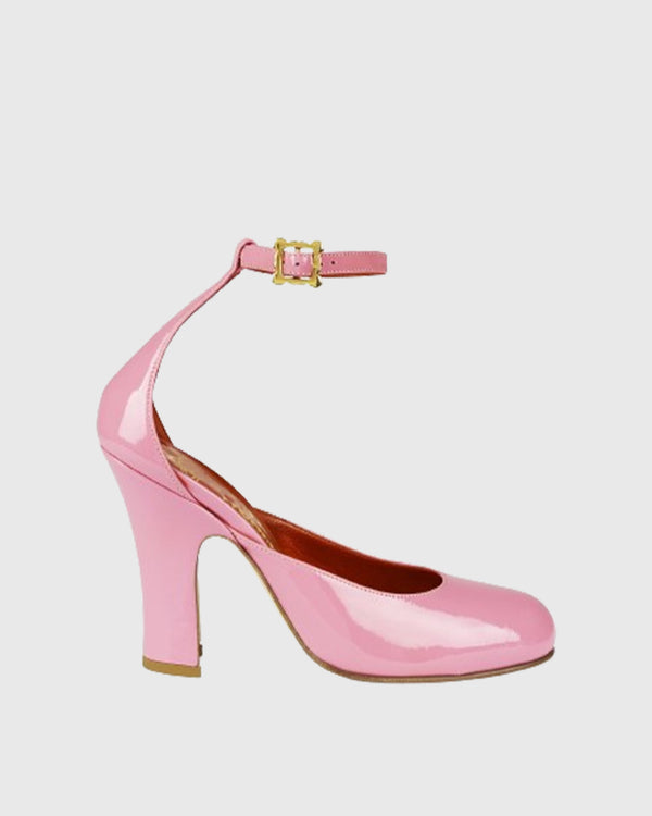 Ginevra Leather Ankle Strap Pumps In Pink