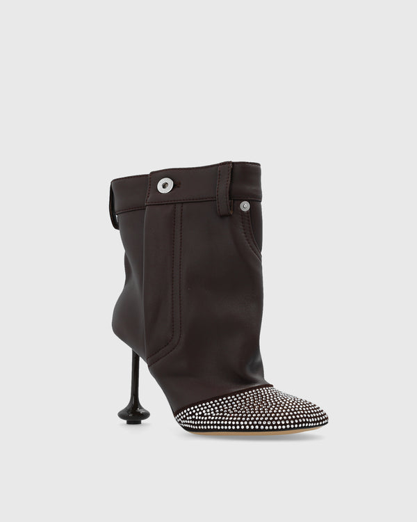 Giosetta Rhinestone Toe Ankle Boots In Brown