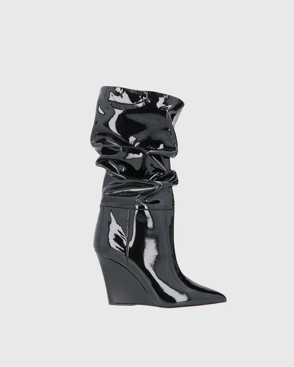 Gisella Ruched Wedge Mid Calf Boots