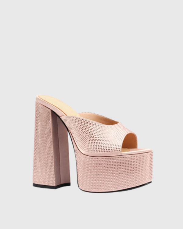 Ilenia Rhinestone Platform Sandals In Blush