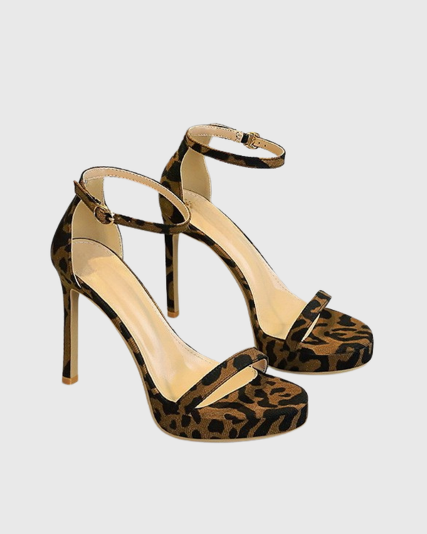 Imma Leopard Velvet Strap Sandals