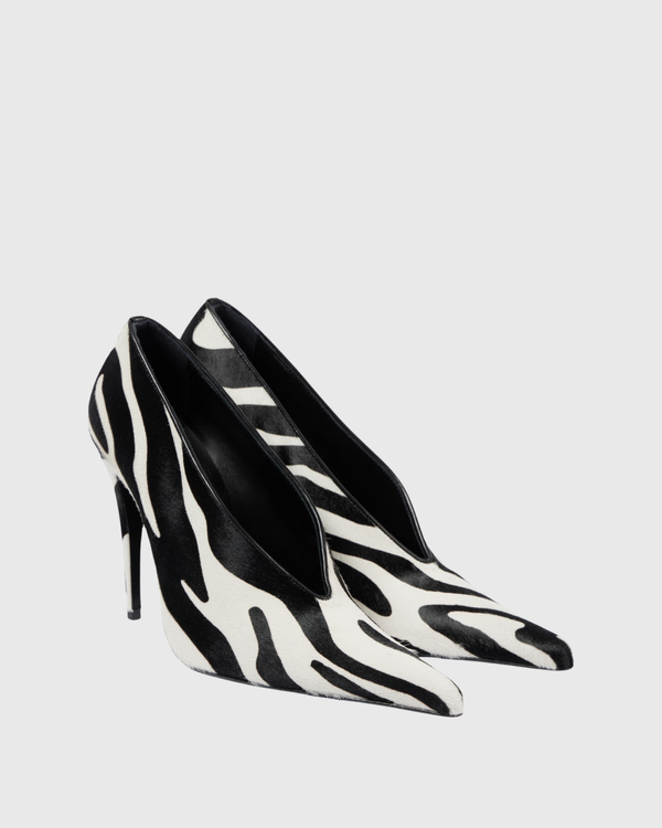 Isotta Faux Fur Leather Pumps In Zebra