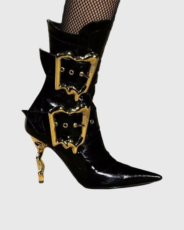 Jaquetta Buckle Leather Ankle Boots