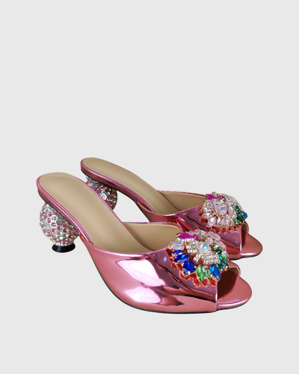 Jewel Ball Slippers In Pink