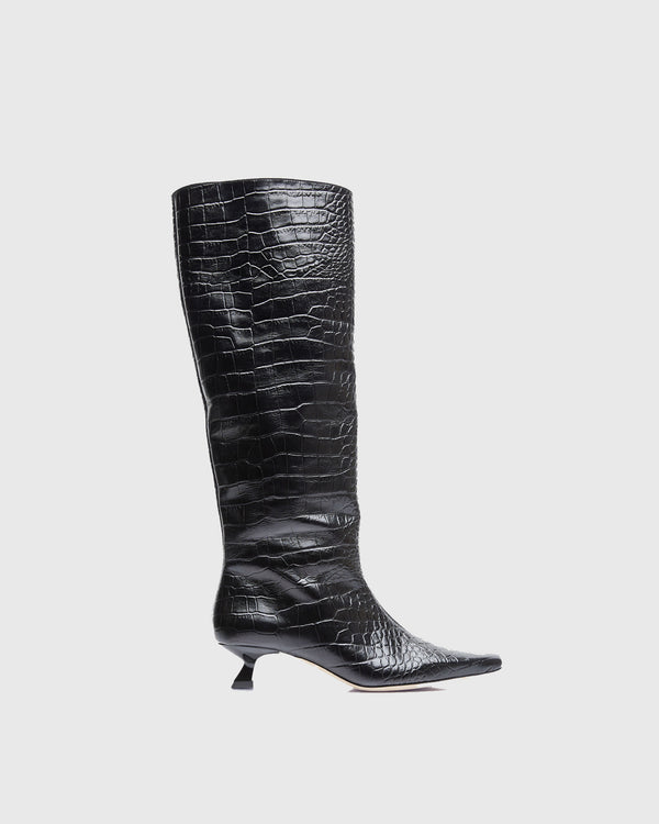 Jolanda Snake Print Knee High Boots