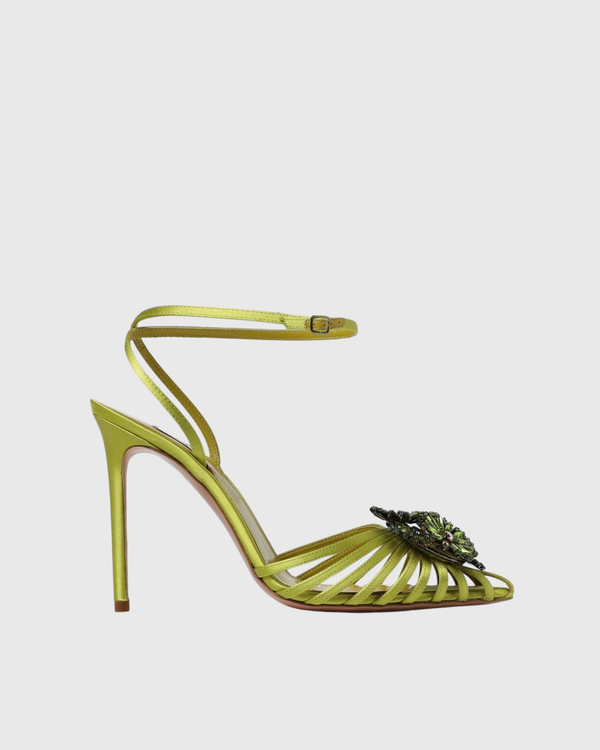 Journi Diamond Flower Strap Sandals In Green