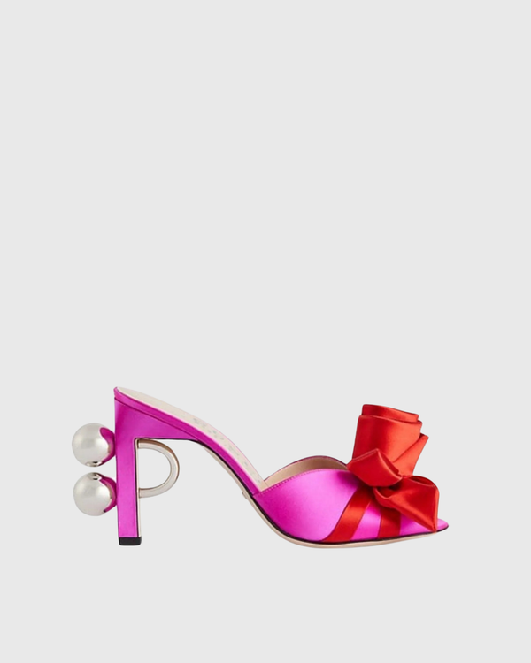 Keily Satin Flower Mules In Pink