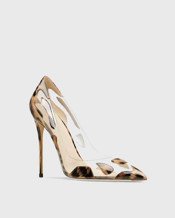 Lara Leopard Print PVC Pumps In Yellow