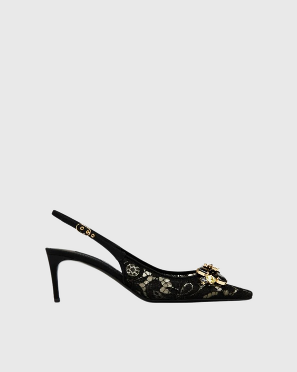 Lex Rhinestone Lace Slingback Pumps