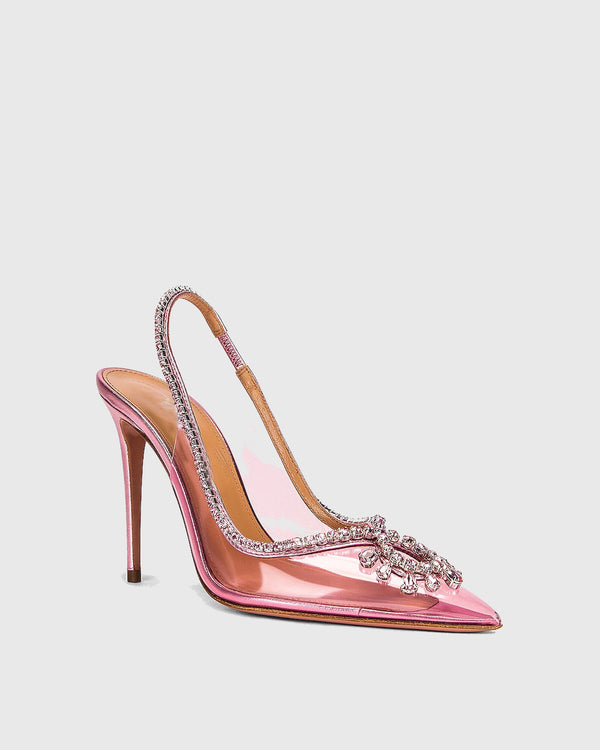 Lido Rhinestone Embellished PVC Slingback Pumps In Pink