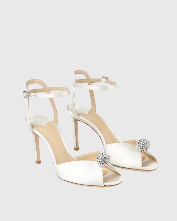 Liviana Satin Strap Pumps In White