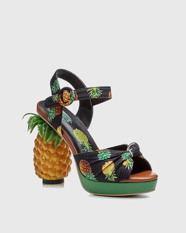 Lorena Pineapple Sandals In Black