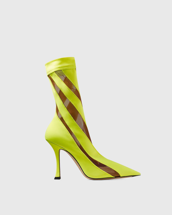 Lorenza Stripe Mesh Mid Calf Boots In Yellow