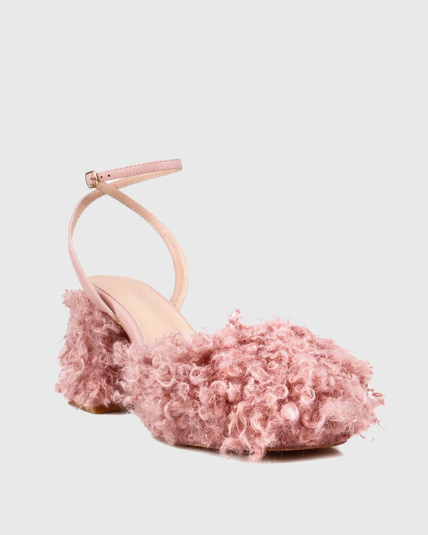 Luisella Faux Fur Sandals In Pink