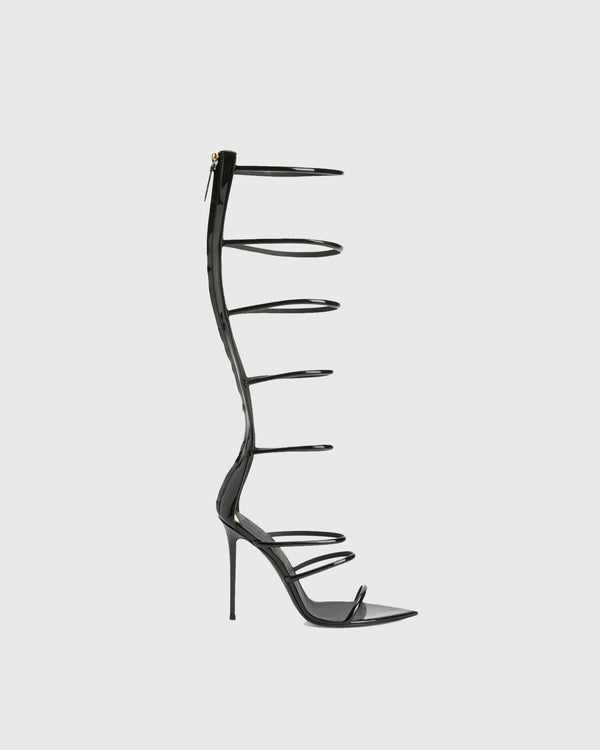 Maggia Cage Leather Strap Sandals In Black