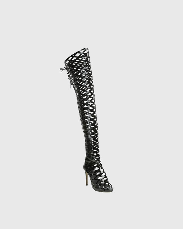 Maison Lace Up Net Hollow Boots