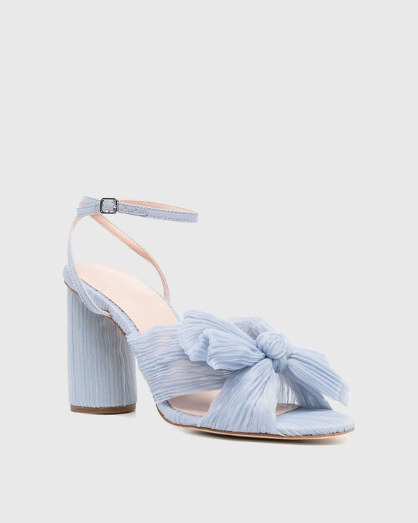 Maria Bow Ruched Sandals In Blue