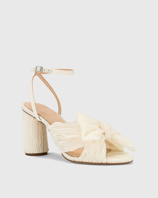 Maria Bow Ruched Sandals In Apricot