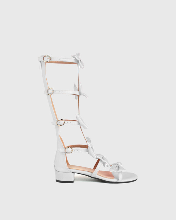 Mariasole Bow Embellished Strap Sandals In White