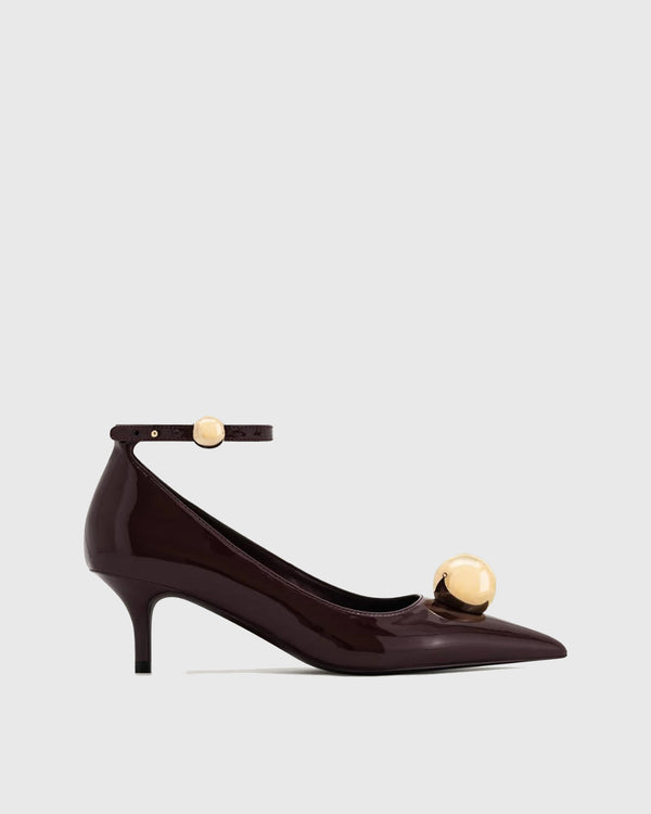 Marina Metal Ball Strap Pumps In Brown