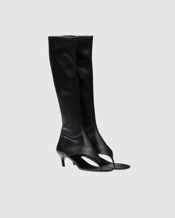 Marta Thong Leather Knee High Boots In Black