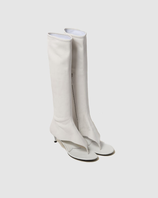 Marta Thong Leather Knee High Boots In White