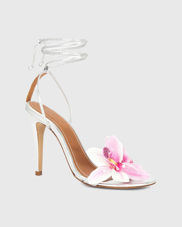 Maurizia Flower Lace up Sandals In Pink