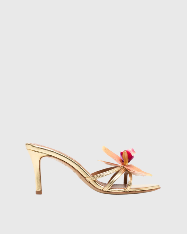 Maurizia Vintage Flower Mules In Gold