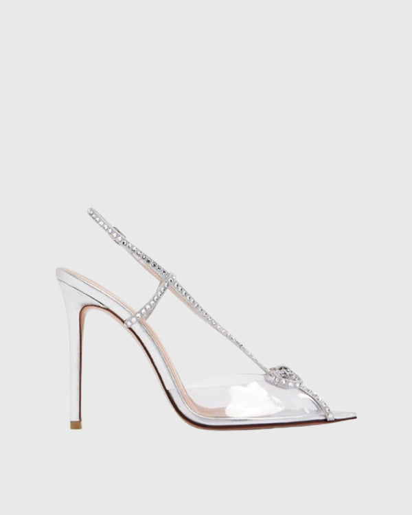 Morena Rhinestone Bow Slingback In Silver