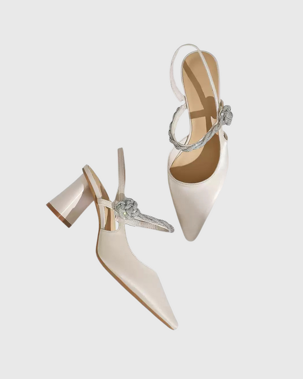 Nerina Diamond Strap Chunky Heels In Ivory