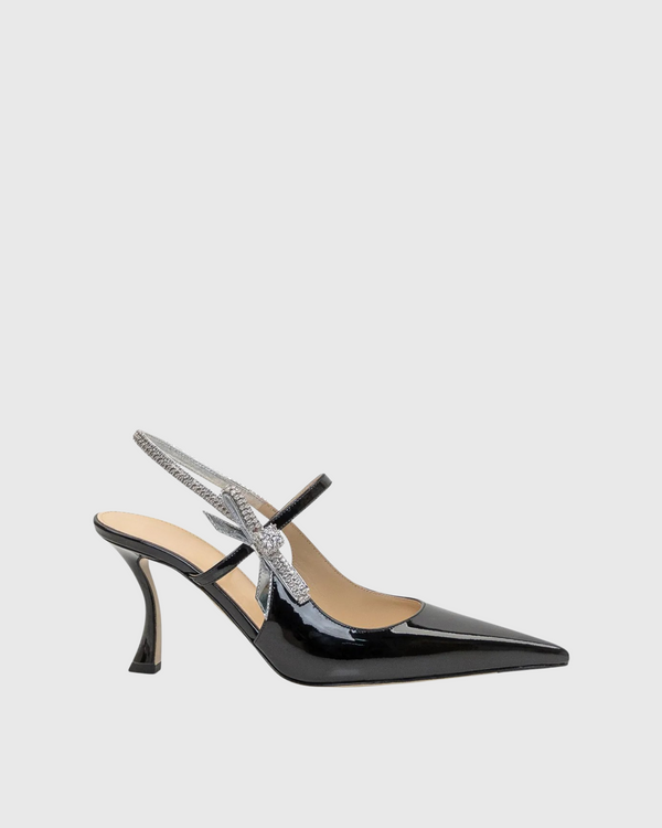 Nerina Patent Leather Rhinestone Slingback Pumps