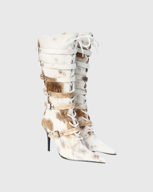Nicia Buckle Faux Fur Knee Hight Boots
