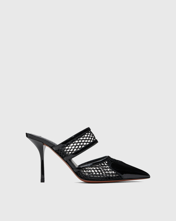 Nico Heart Toe Fishnet  Mules In Black