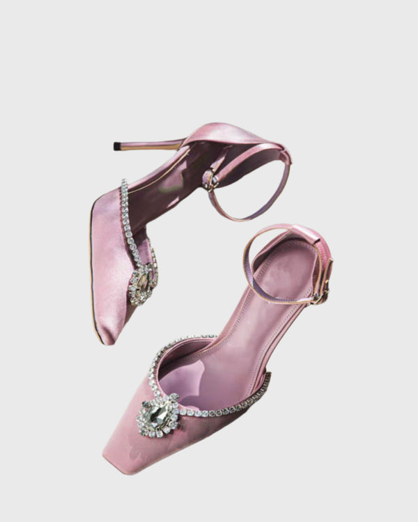 Cas Rhinestone Strap Pumps In Purple