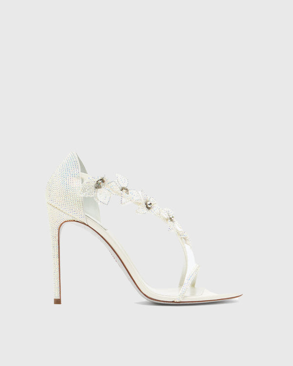 Olimpia Rhinestone Flower Sandals In White