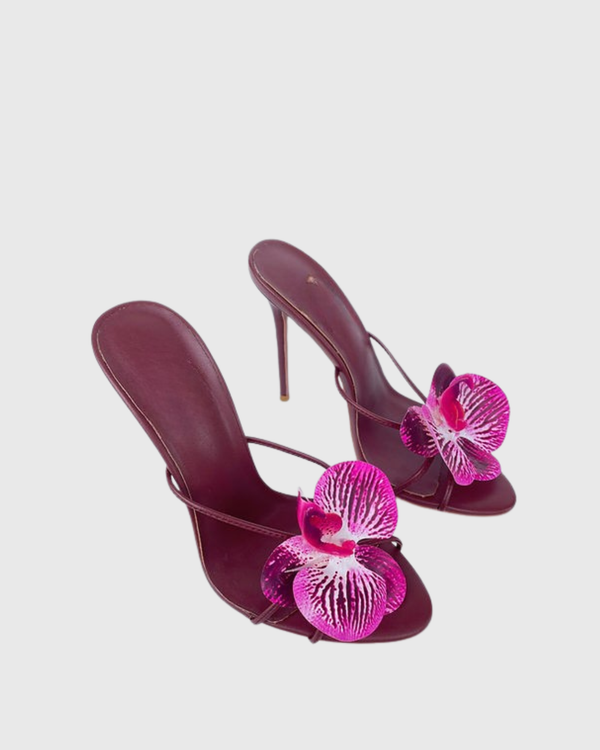 Oria Flower Mules In Wine