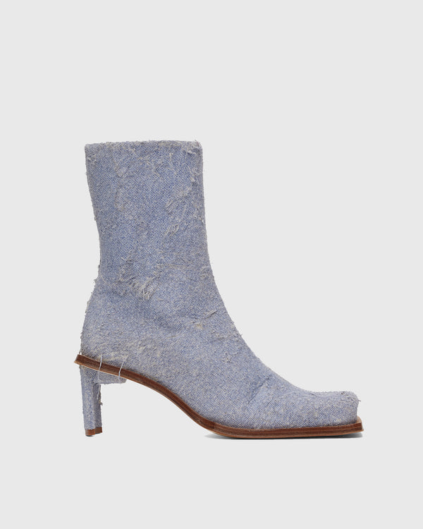 Ornella Distressed Denim Ankle Boots