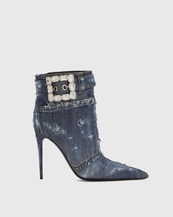 Osanna Rhinestone Buckle Cowboy Ankle Boots