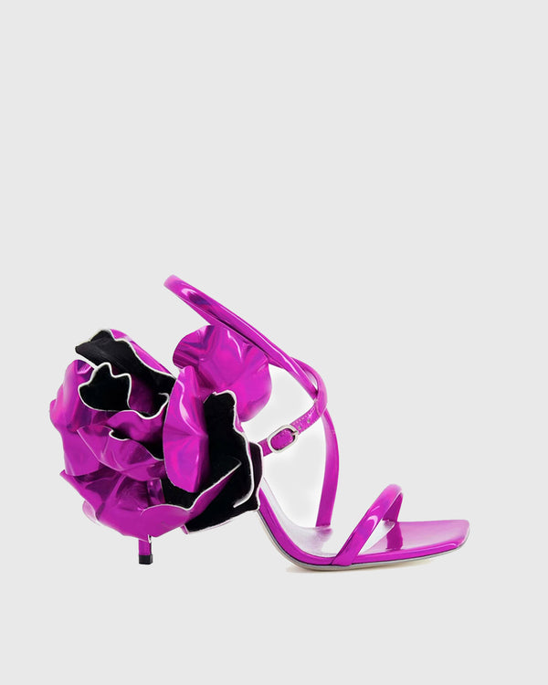 Perla Flower Cross Slingback Sandals In Purple