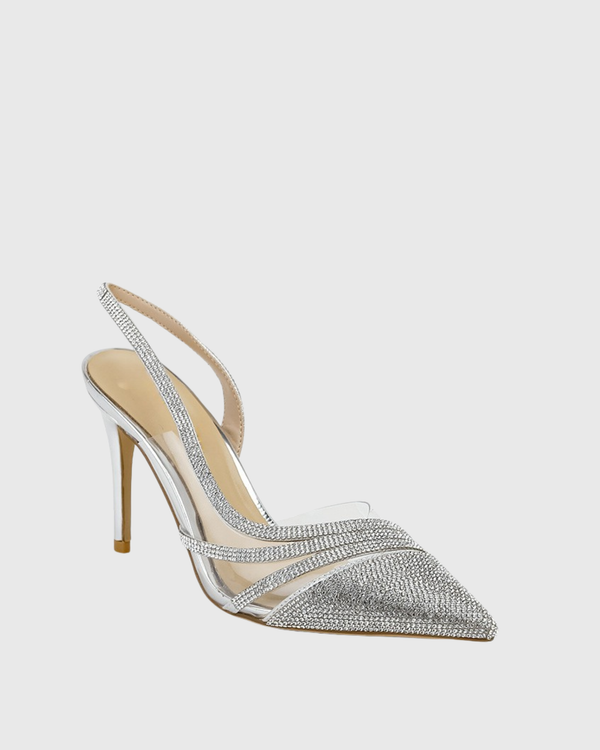 Piera Diamente Slingback PVC Sandals In Silver