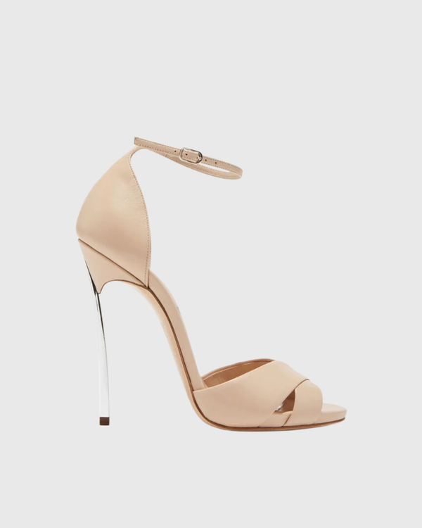 Raven Cross Leather Splicing Metal Heels
