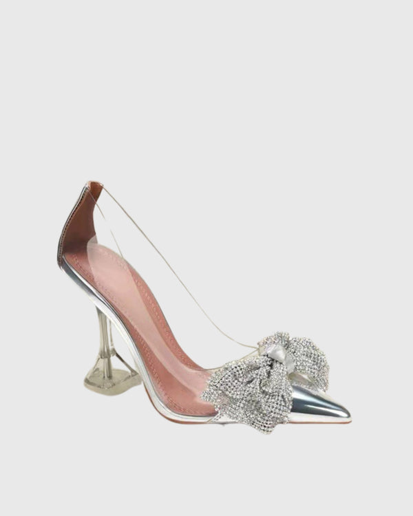 River Sparkle Bow Flared Heels