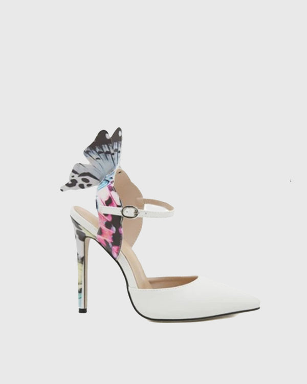 Rossa Butterfly Strap Pumps In White