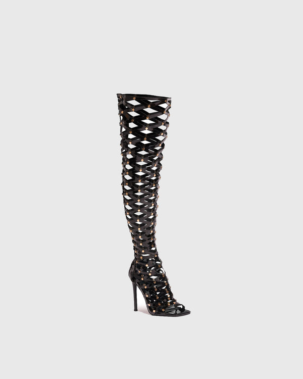 Rossella Cutout Caged Knee High Boots