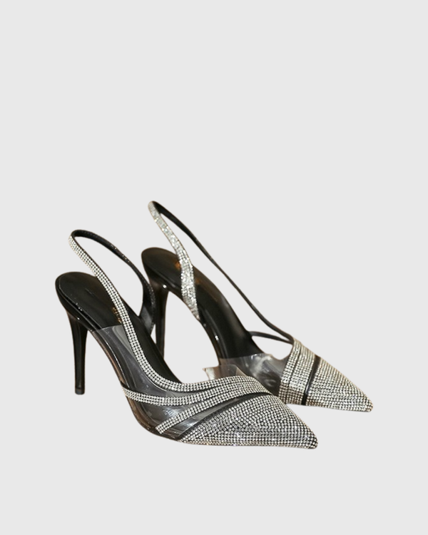 Piera Diamente Slingback PVC Sandals In Black