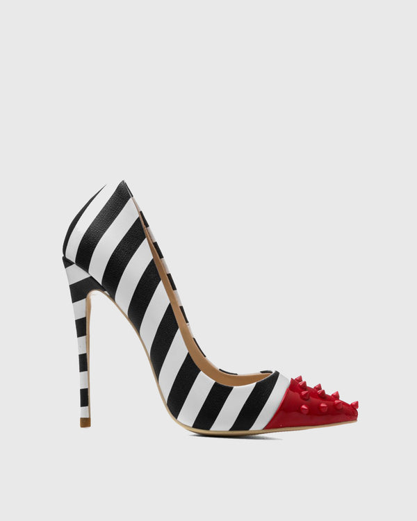 Sabina Zebra Stripe Red Toe Pumps