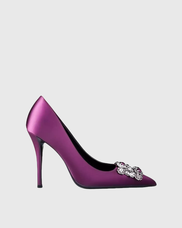 Sadah Rhinestone Buckle Pumps In Purple