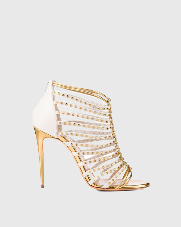 Santina Woven Rivet Sandals In Gold