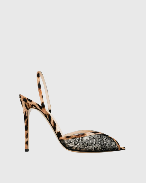 Sarva Leopard Lace Slingback Pumps