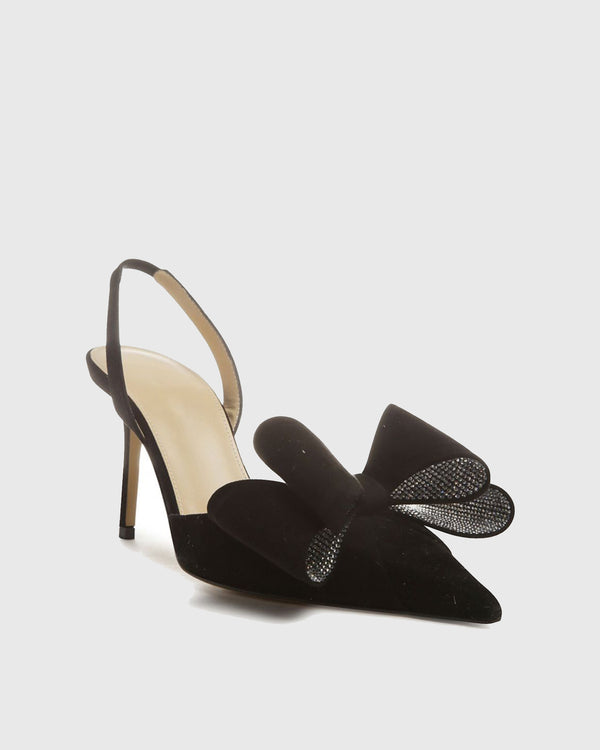 Siena Rhinestone Bow Slingback Pumps In Black